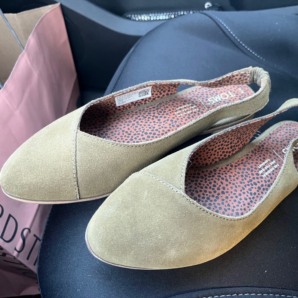 TOMS Julie Slingback Flats - Olive Green - Women’s 6